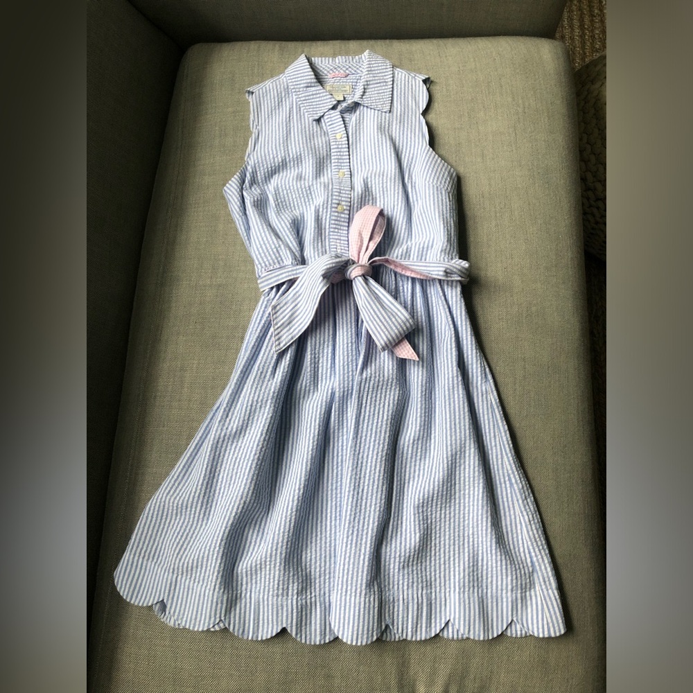 Vineyard Vines Gray Pleated Tie Front Sundress